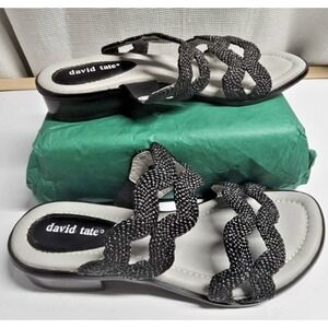David Tate Journey Black Rayon Fabric braided leather upper 8 M‎